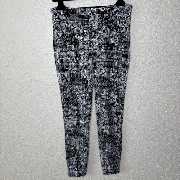 Lysse Black White Abstract Print Leggings Zipper Leg Comfortable Women's Size L - Picture 1 of 9
